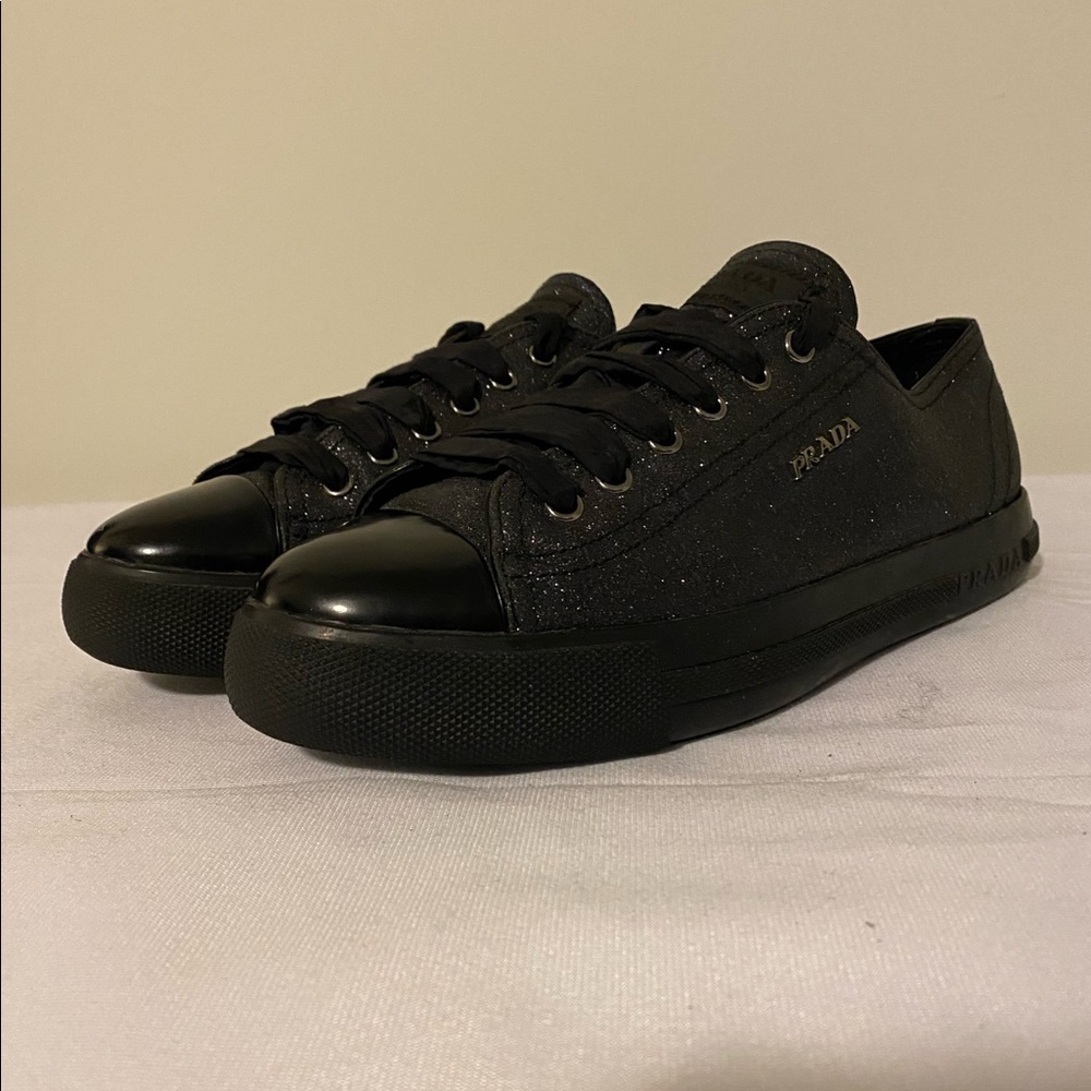 Prada Black Sparkly Sneakers
